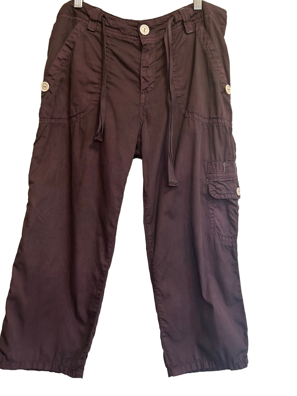 Sanctuary Espresso Cotton Utility Cargo Drawstring Pants M